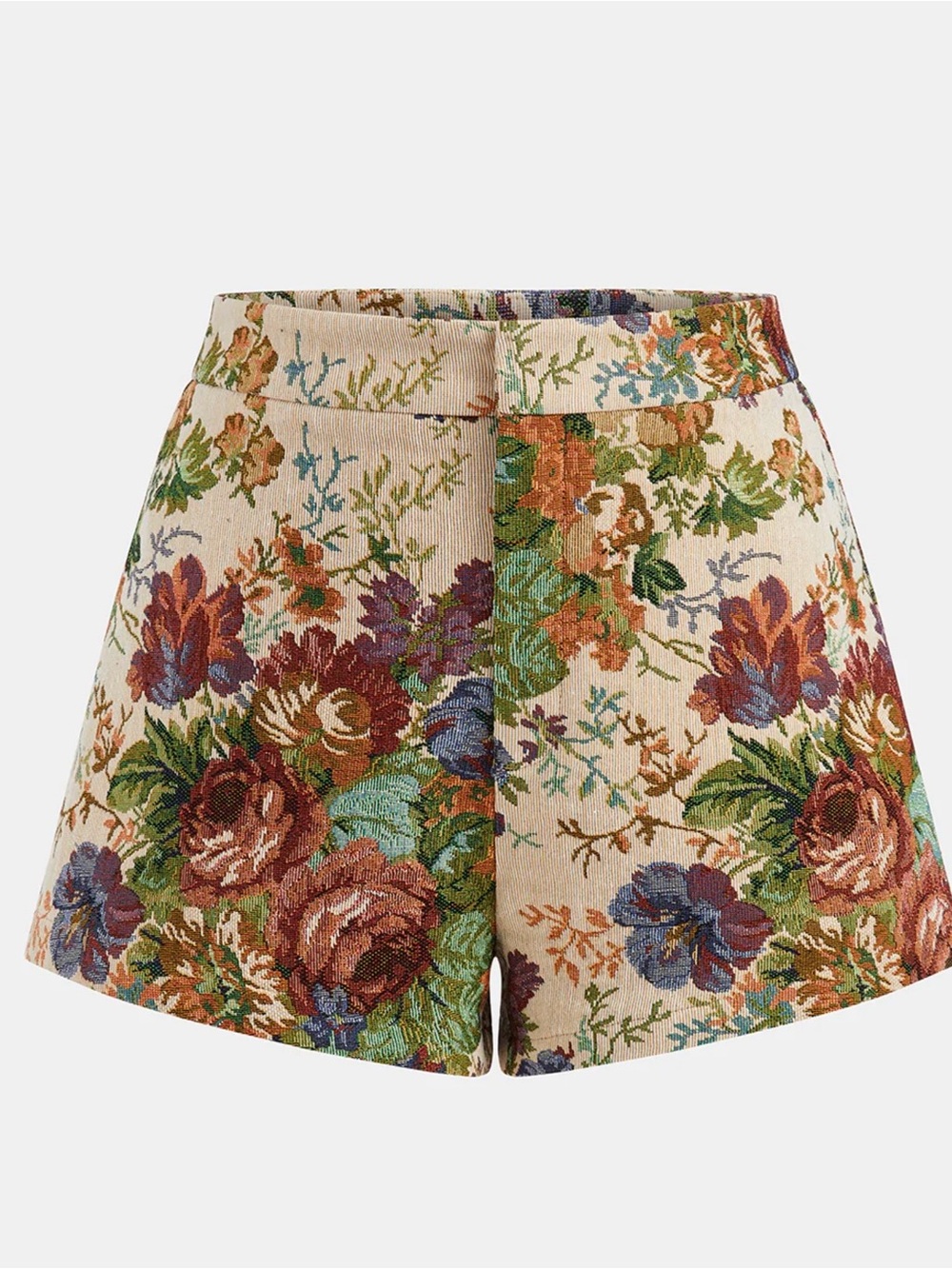 Commense Floral Jacqurad Mid-Wasit Shorts Large